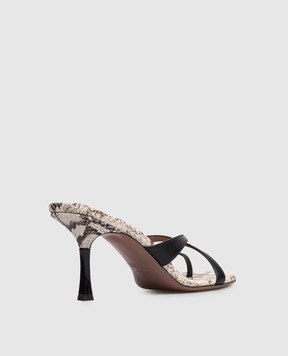 Paris Texas Бежеві шкіряні мюлі Lorena з тисненням під шкіру рептилії PX1975XNPPT