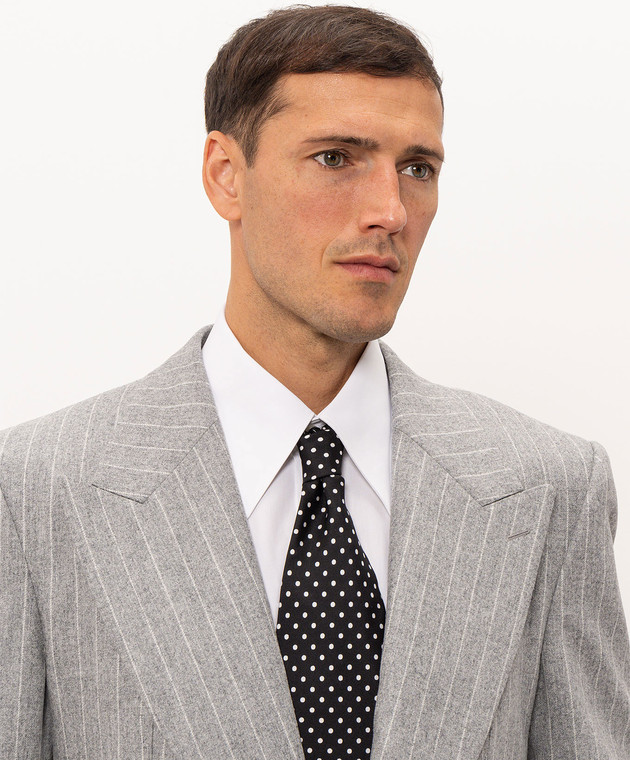 Dolce&Gabbana Чорна краватка із шовку в горох GT160EIS13O зображення 2