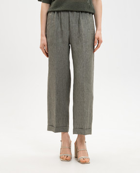 Peserico Серые брюки из льна с отворотами P0430102629