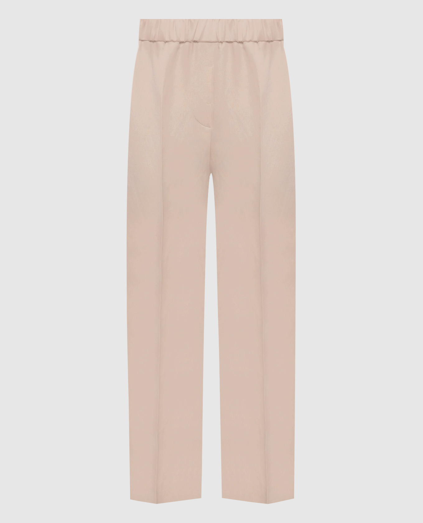 Бежеві штани з льоном з ланцюжком моніль