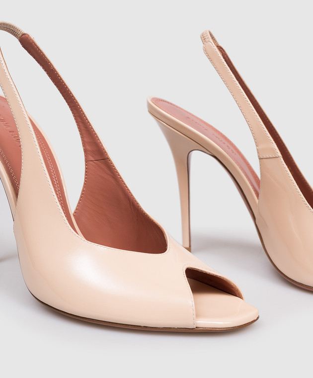 Amina Muaddi Бежеві шкіряні лаковані слінгбеки Kristina 16S366080KRI зображення 5