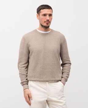 Brett Johnson Коричневий джемпер з льону та шовку у візерунок SS26K02LPSIMOC