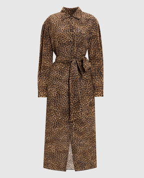 Max Mara Weekend Коричневое платье-рубашка WKDDOLMEN в анималистичный принт WKDDOLMEN