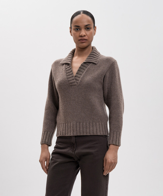 Magda Butrym Коричневий пуловер з кашеміру KNITWEAR16POLO243726 зображення 3