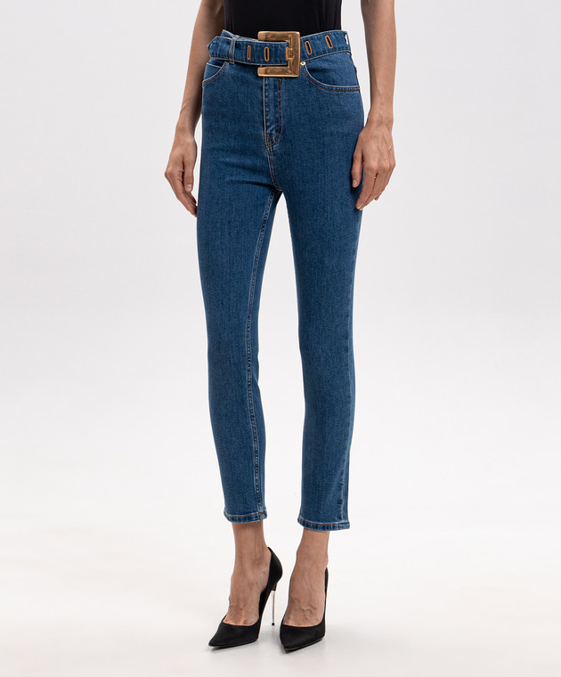 Balmain Синие джинсы скини с логотип патч HF1MF075DG08 изображение 3