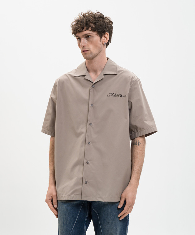 Off-White Серая рубашка с эмблемой Type Arrow 44XGG01FS26F005 изображение 3