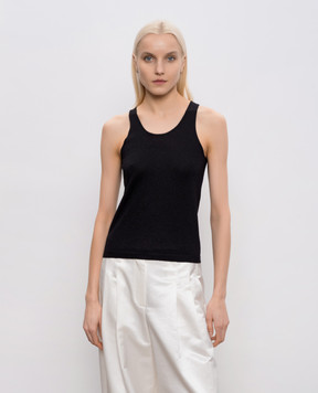 Brunello Cucinelli Черная майка с кашемиром и шелком с люрексом M41848600