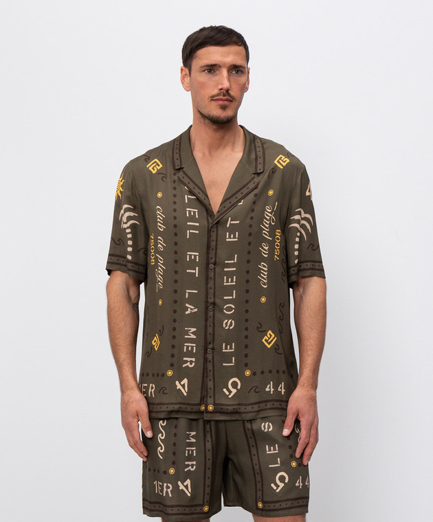 Balmain Сорочка кольору хакі з принтом GH0HN130VI80 зображення 2
