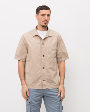 Stone Island Бежевая рубашка прямого кроя с вышивкой логотипа L1S151100006S0168