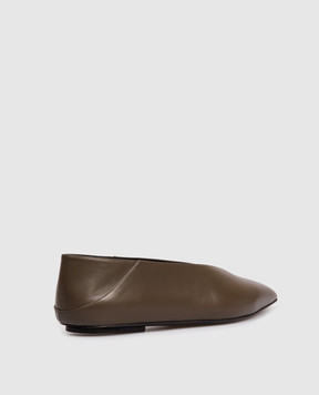 Sergio Rossi Коричневі шкіряні балетки Beak B14650MMVN13