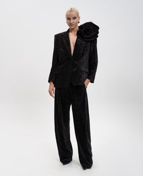 Magda Butrym Чорний оксамитовий жакет з брошкою BLAZER02105925