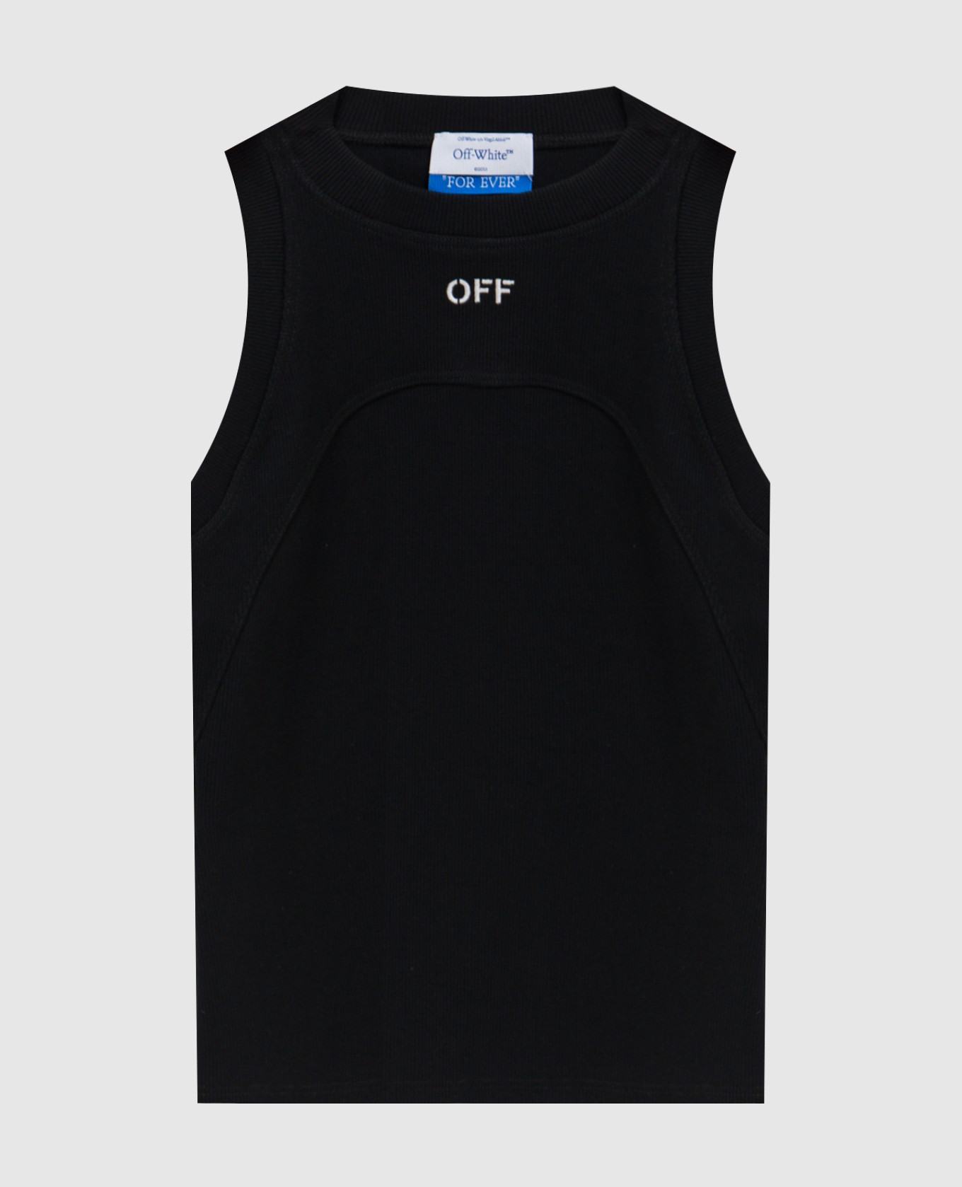 Черная майка в рубчике с вышивкой логотипа OFF