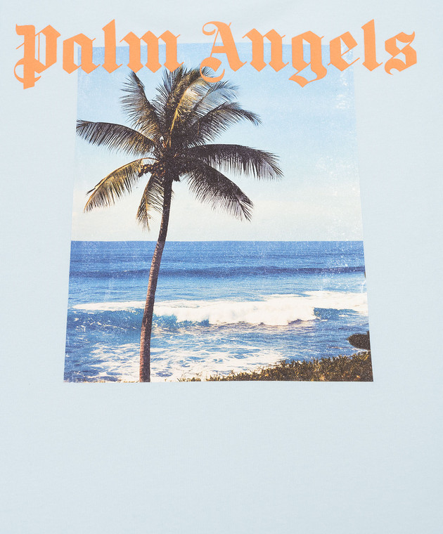 Palm Angels Дитяча блакитна футболка з принтом Since 2015 PBAA002S26JER002 зображення 3
