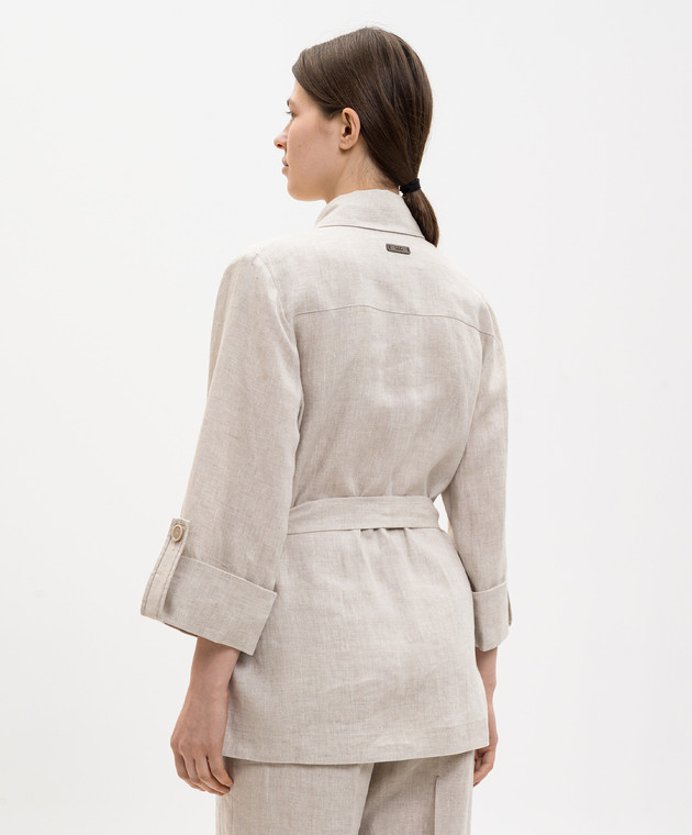 Peserico Бежева сорочка з льону з поясом S01225A02629 зображення 4