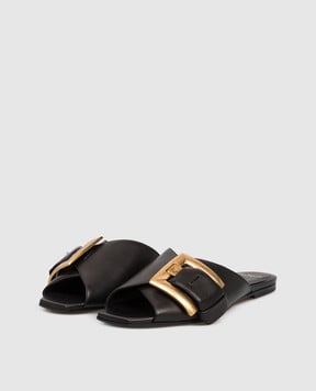 Balmain Чорні шкіряні шльопанці Anthem GN1UP141LVIT