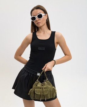 Off-White Зеленая замшевая сумка-кисет Dumbo OWMY002F25LEA003