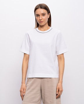 Brunello Cucinelli Біла футболка з ланцюжком M0T81BZ100