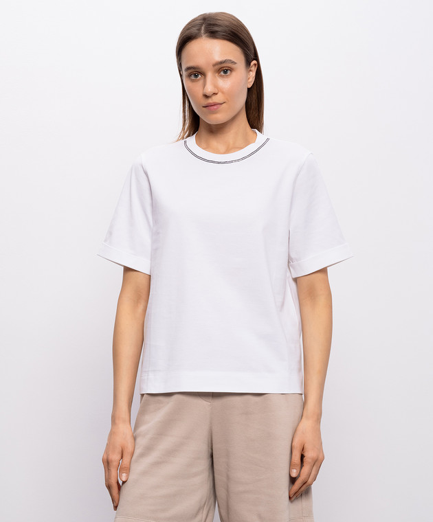 Brunello Cucinelli Біла футболка з ланцюжком M0T81BZ100 зображення 3