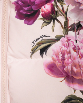 Dolce&Gabbana Детский розовый пуховик в цветочный принт L5JBN8G7QZT812+