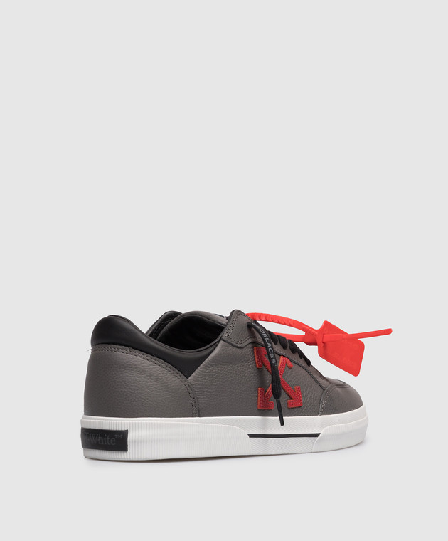 Off-White Сірі шкіряні кросівки Vulcanized OMIA293S26LEA001 зображення 3