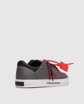 Off-White Сірі шкіряні кросівки Vulcanized OMIA293S26LEA001