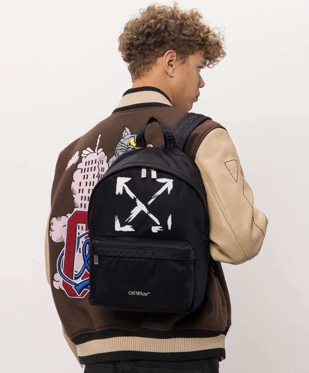 Off-White Детский черный рюкзак с принтом OBNB001S26FAB001 изображение 2