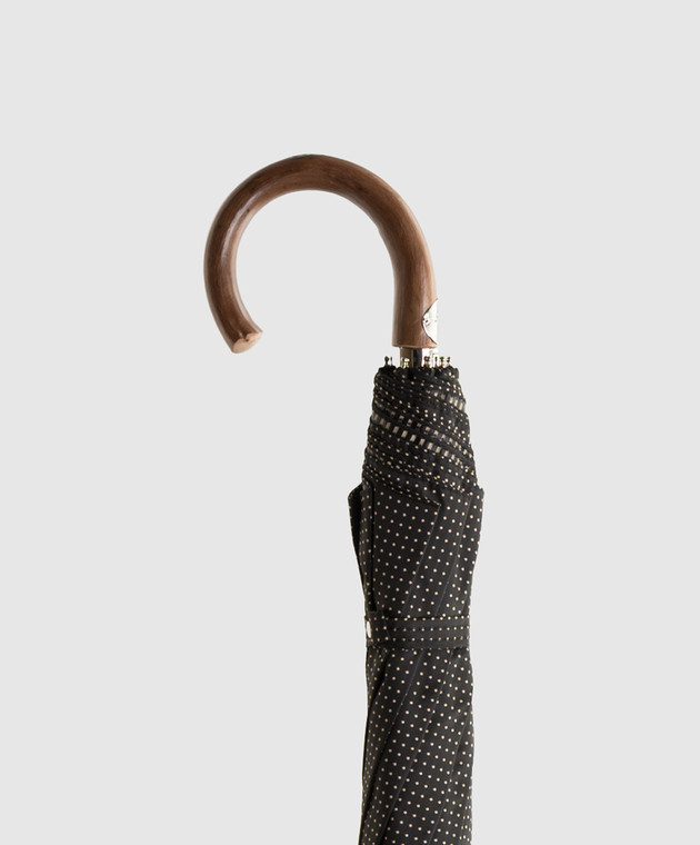 Pasotti Темно-коричневый сложный зонтик в узор OMITUO64SPUNTO5 изображение 3