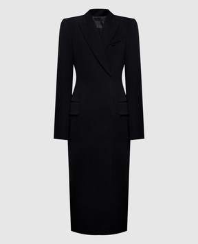 Thierry Mugler Черное двубортное пальто из шерсти COM1MA02051020