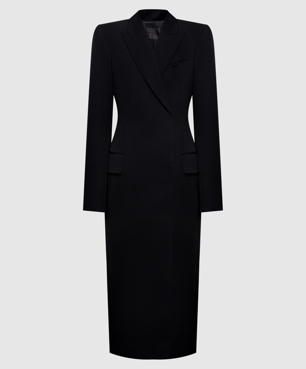 Thierry Mugler Черное двубортное пальто из шерсти COM1MA02051020
