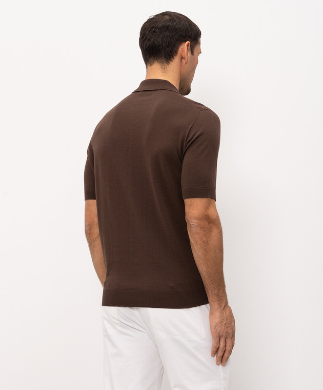 Bilancioni Коричневе поло в перфоровану смужку BE26M5PZF5 зображення 4
