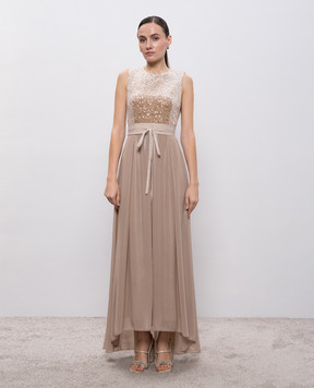 Peserico Бежева сукня з паєтками E02764A6645C