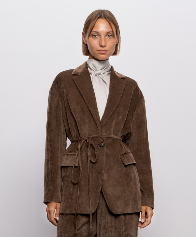 Brunello Cucinelli Коричневый вельветовый жакет MG5477406P изображение 3