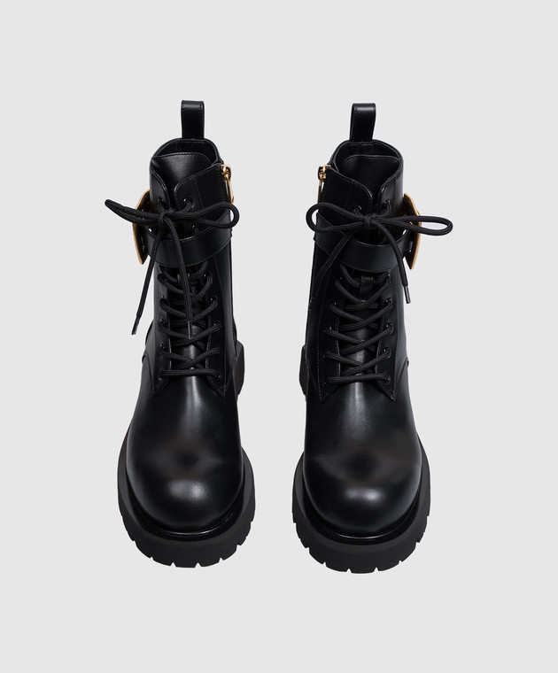 Balmain Чорні шкіряні черевики HN1TC292LVIT зображення 4