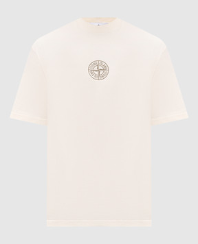 Stone Island Футболка кольору айворі з принтом Low Infos L2S152100001S0480