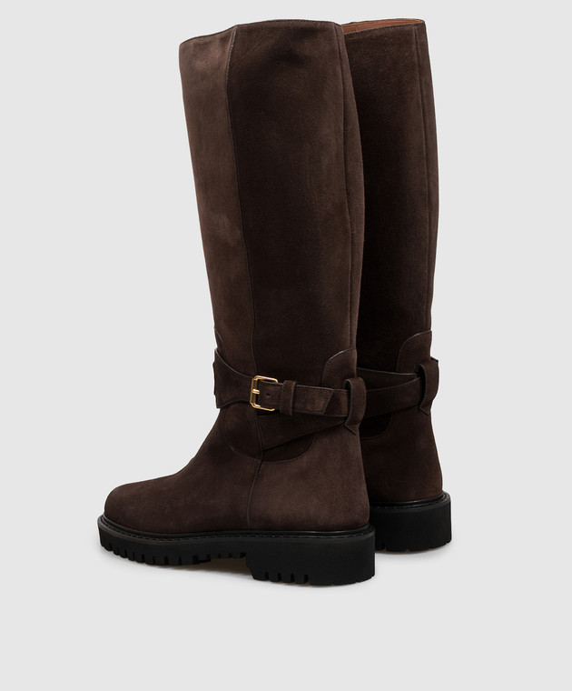 Valentino Коричневые замшевые сапоги VLogo 9W2S0QA3EFG изображение 3
