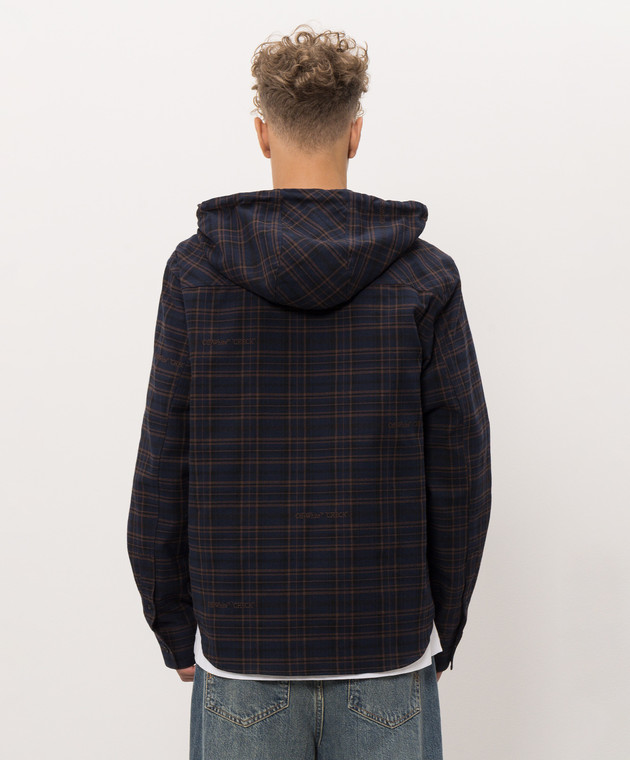 Off-White Синя сорочка в клітинку з капюшоном 44MGE056F26F001 зображення 4