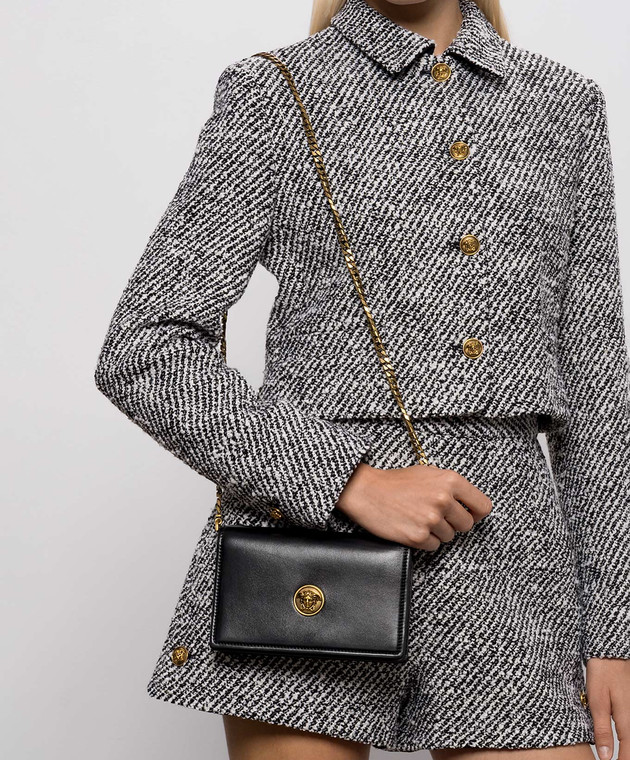Versace Черная кожаная сумка кросс-боди Emblème 10264871A17449 изображение 2