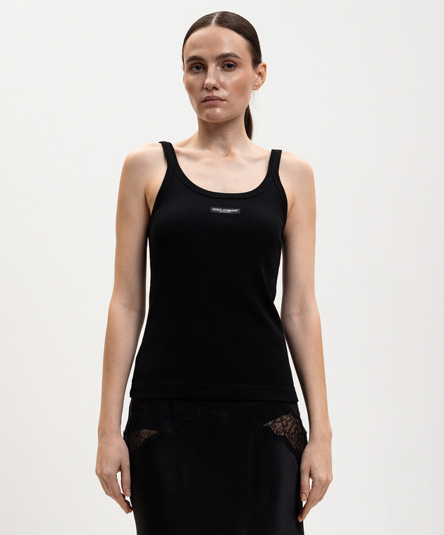 Dolce&Gabbana Черная майка в рубчик F8W45TFU7AV изображение 3