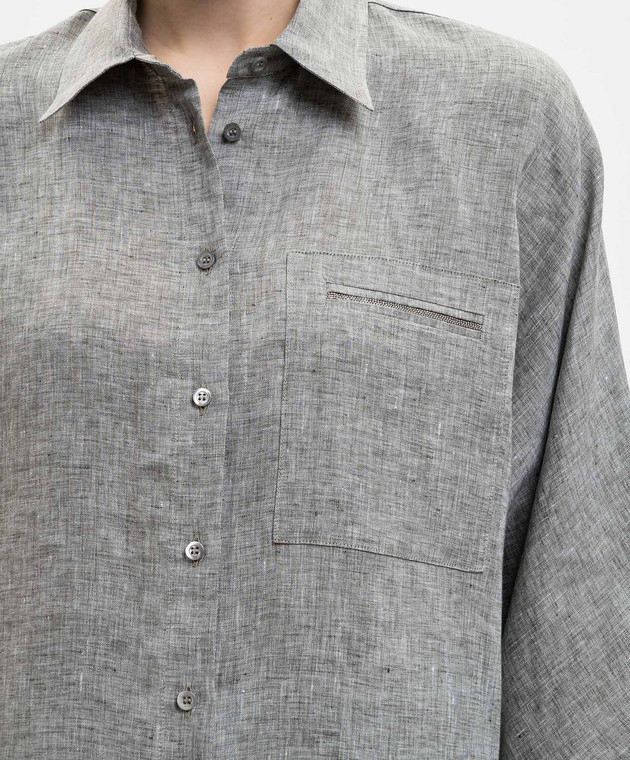 Peserico Сіра сорочка з льону з ланцюжком моніль S0649102600 зображення 5