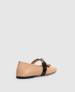 Versace Коричневі шкіряні балетки з фактурною емблемою 10217101A16243