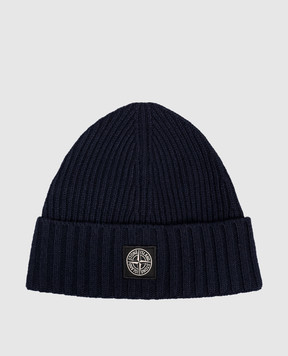 Stone Island Дитяча синя шапка з вовною і кашеміром з логотипом K2S16N100003S00M3