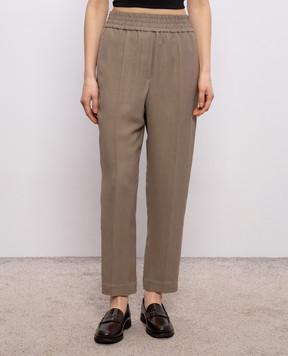 Brunello Cucinelli Коричневі штани з льоном MH126P7197