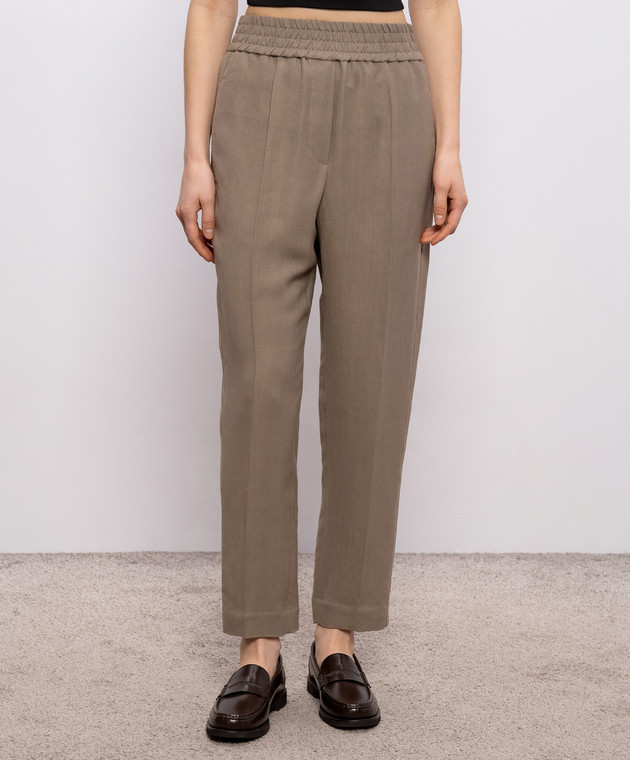Brunello Cucinelli Коричневі штани з льоном MH126P7197 зображення 3