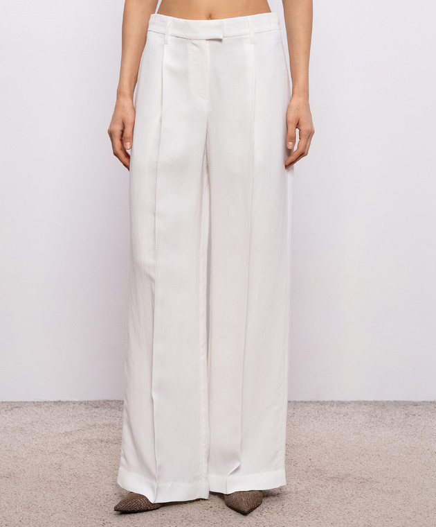 Brunello Cucinelli Білі штани з льоном MH126P8884 зображення 3