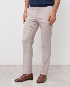 Bertolo Cashmere Сірі штани з вовни, шовку та льону 3532936