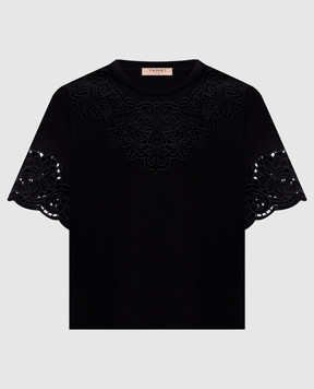 Twinset Чорна футболка з вишивкою рішельє 261TP2440