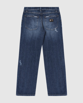 Dolce&Gabbana Дитячі сині джинси з ефектом потертості та проріхами L42F88LDD53812+