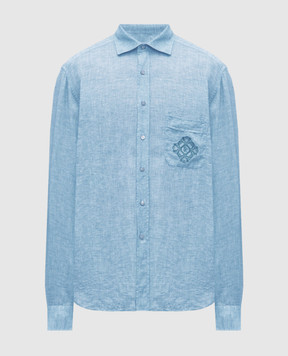 Stefano Ricci Голубая рубашка из льна MC008163BX2922