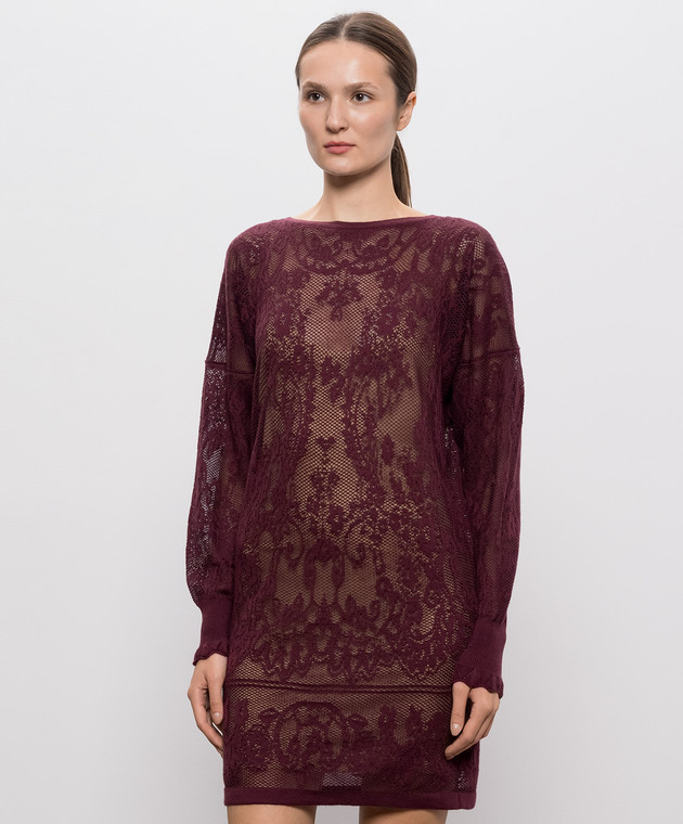 Twinset Бордова сукня у візерунок 262TF3030 зображення 3