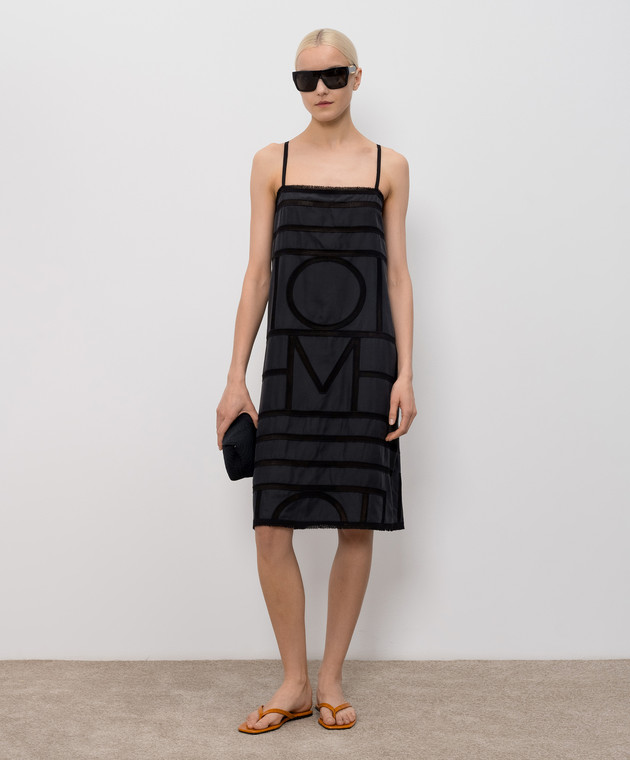 Toteme Черное платье миди с шелком 253WRD0266FB0491 изображение 2